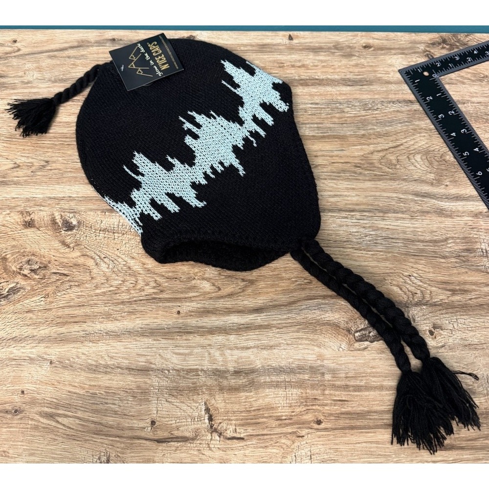 N'ICE CAPS Kids Glow‎ in the Dark Knitted Hat With Ear Flaps Trapper Boys Black